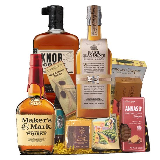 Bourbon Gift Set (Pack of 3 Bottles) & Cheese Basket