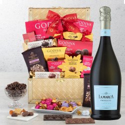 La Marca Prosecco And Golden Godiva Chocolate Gift Basket