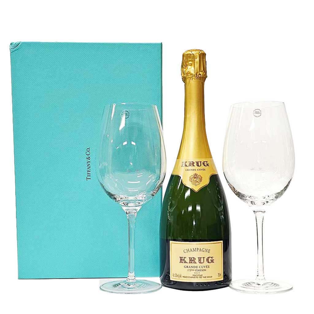Krug Grande Cuvee and Tiffany Crystal Glasses