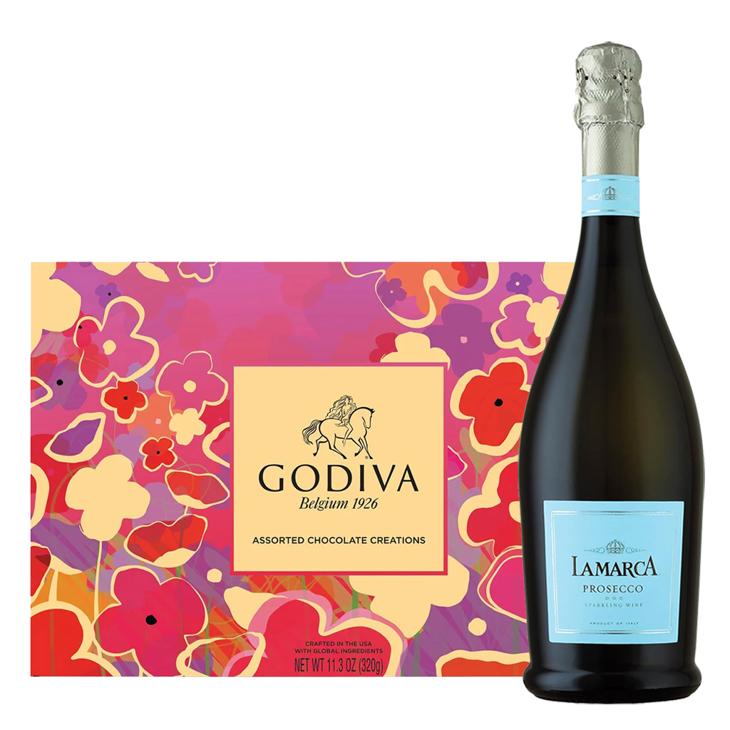 La Marca Prosecco And Godiva 26 Pc Chocolate Gift Set