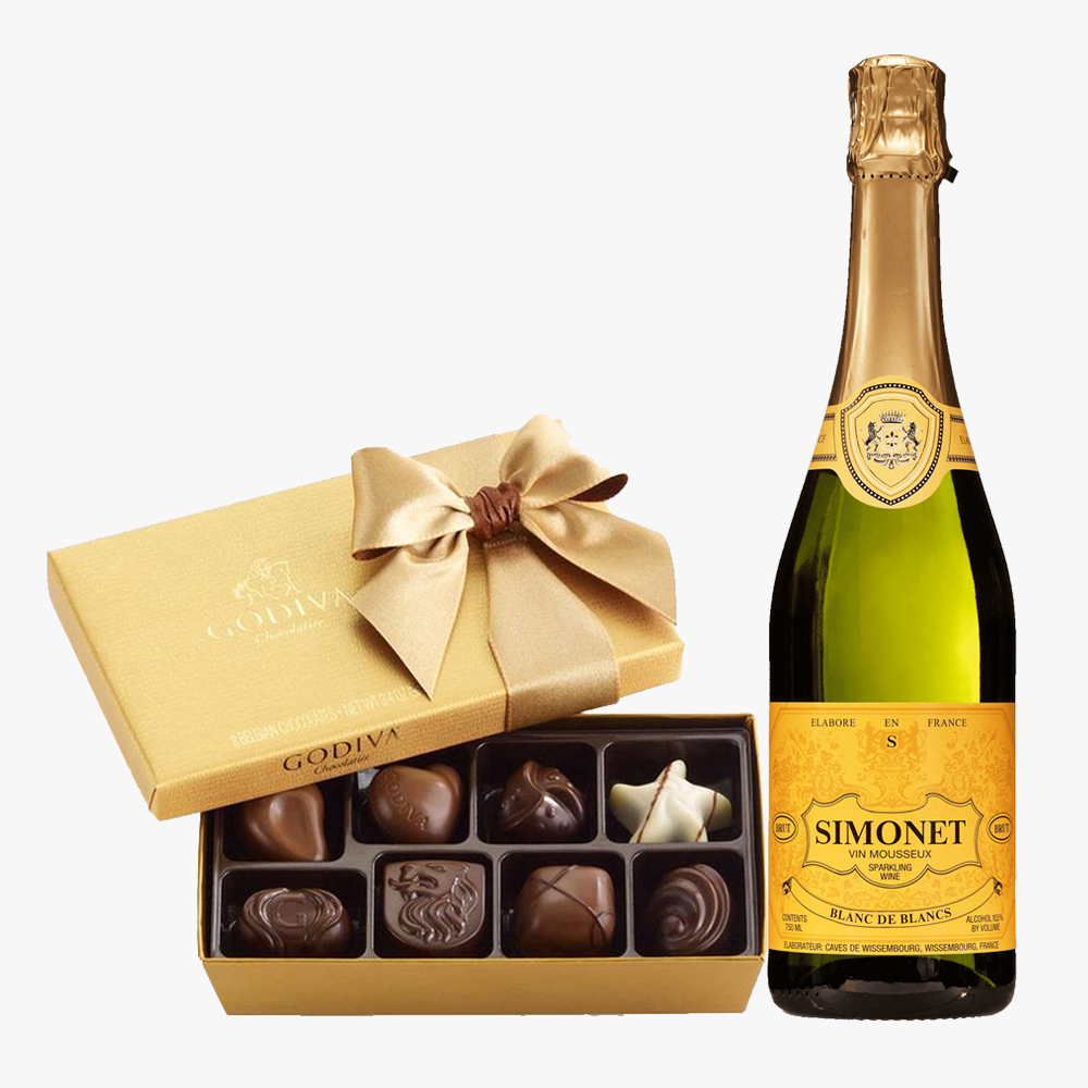 Simonet Sparkling Wine And Godiva Chocolate Set