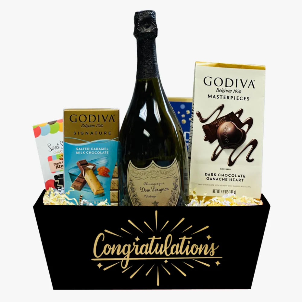 Congratulations Dom Perignon Champagne Gift Basket