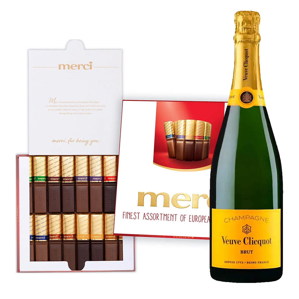 Veuve Clicquot with Merci Finest Assortment Chocolate Gift Box