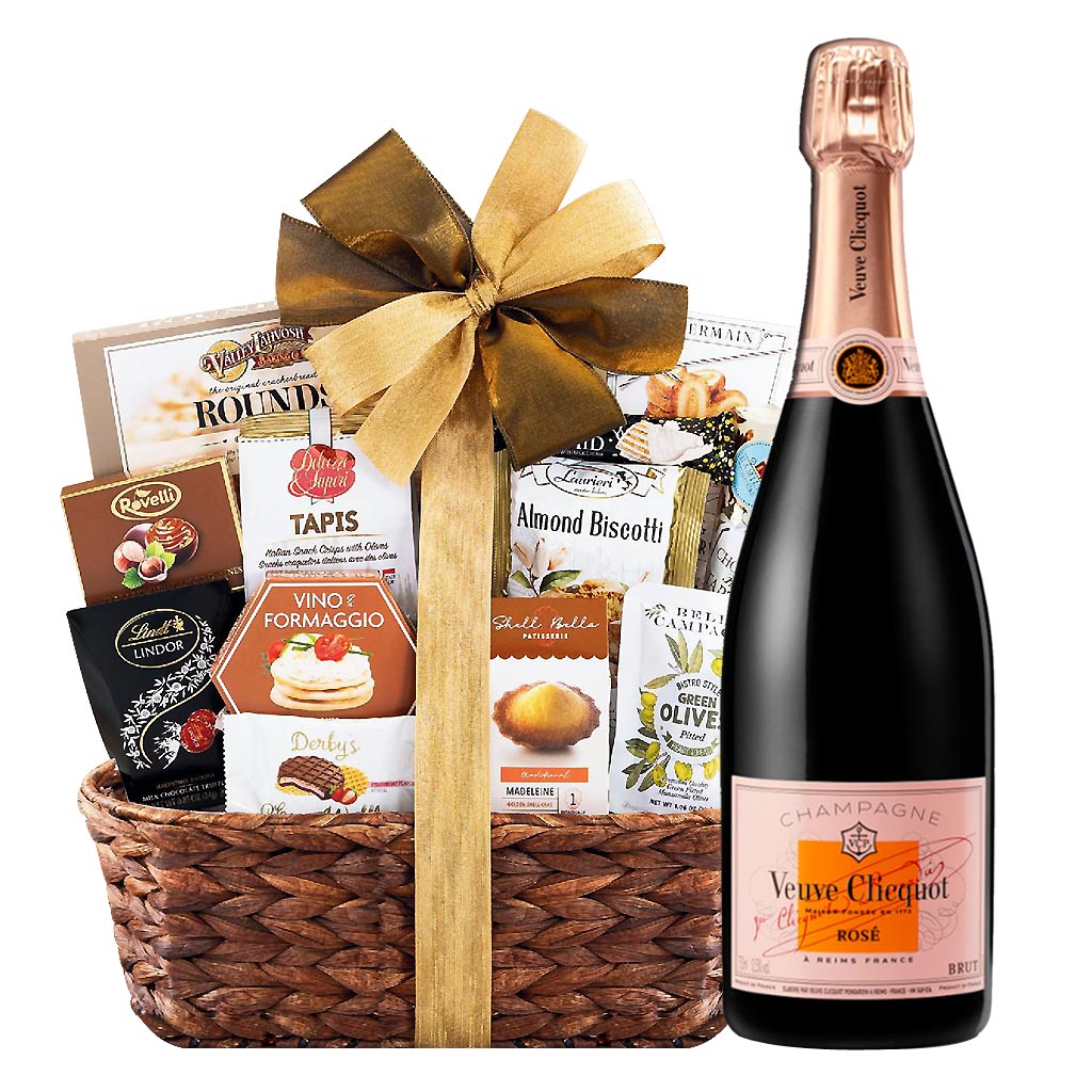 Veuve Clicquot Rose Champagne with Bon Appetit Gift Basket