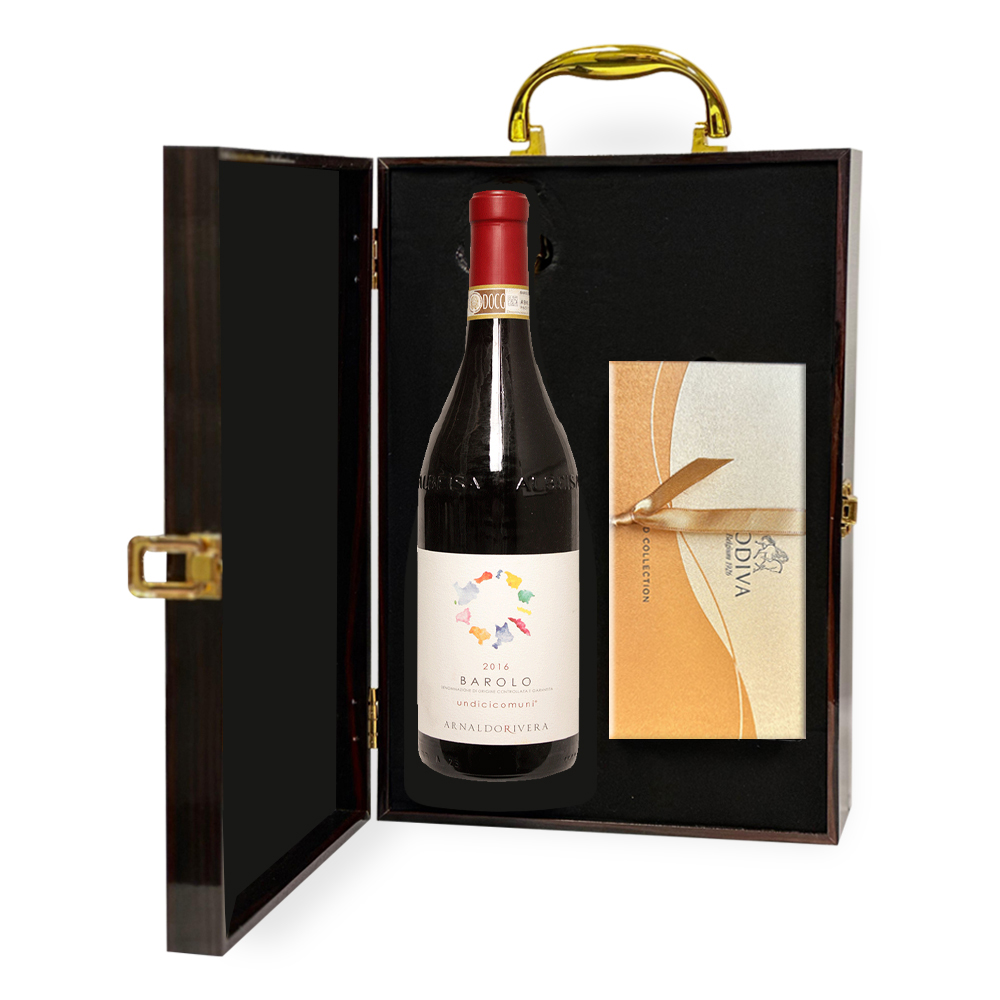 Arnaldo Rivera Undicicomuni Barolo Wine And Godiva Chocolate Gift Box