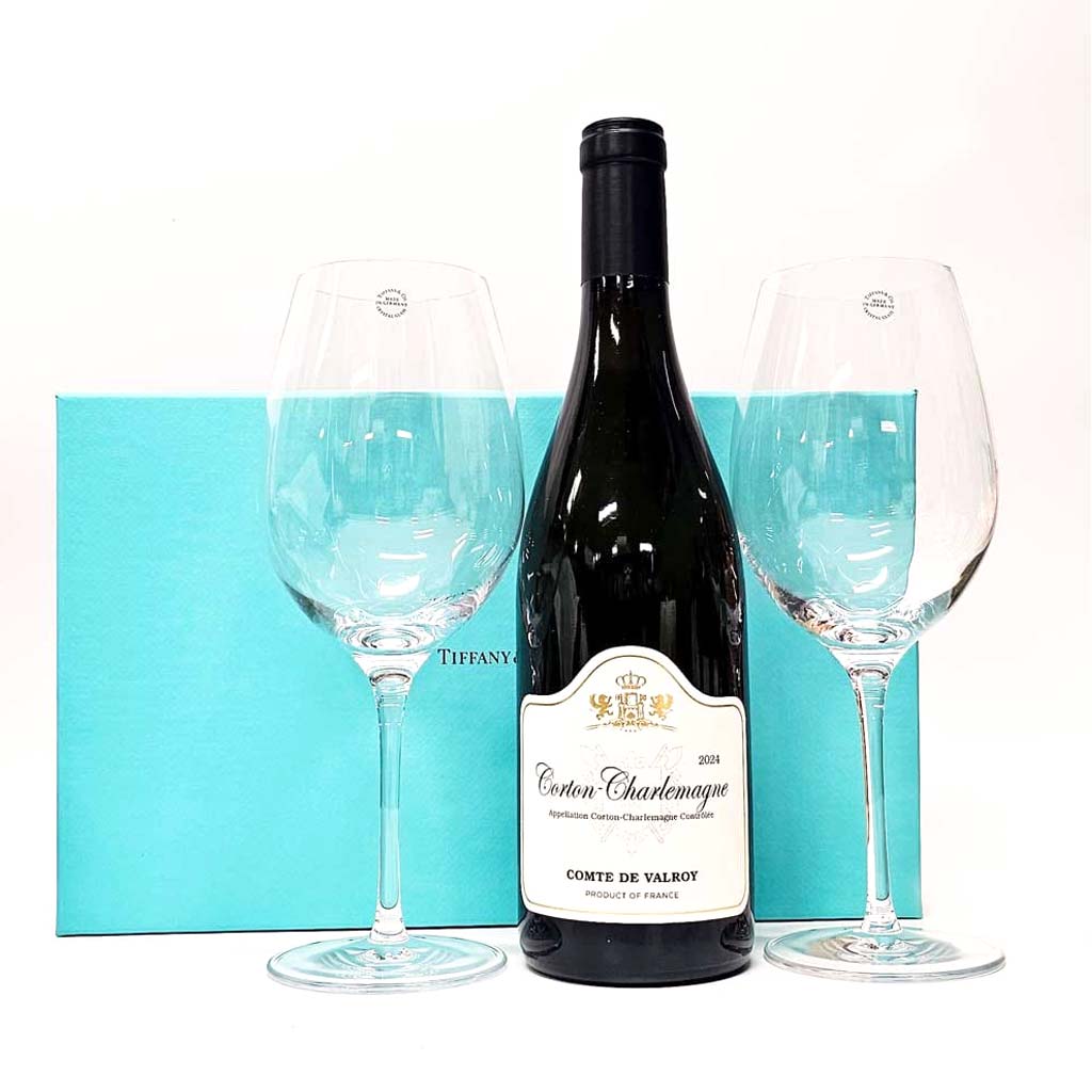 Corton Charlemagne Grand Cru White Wine and Tiffany Glasses Set