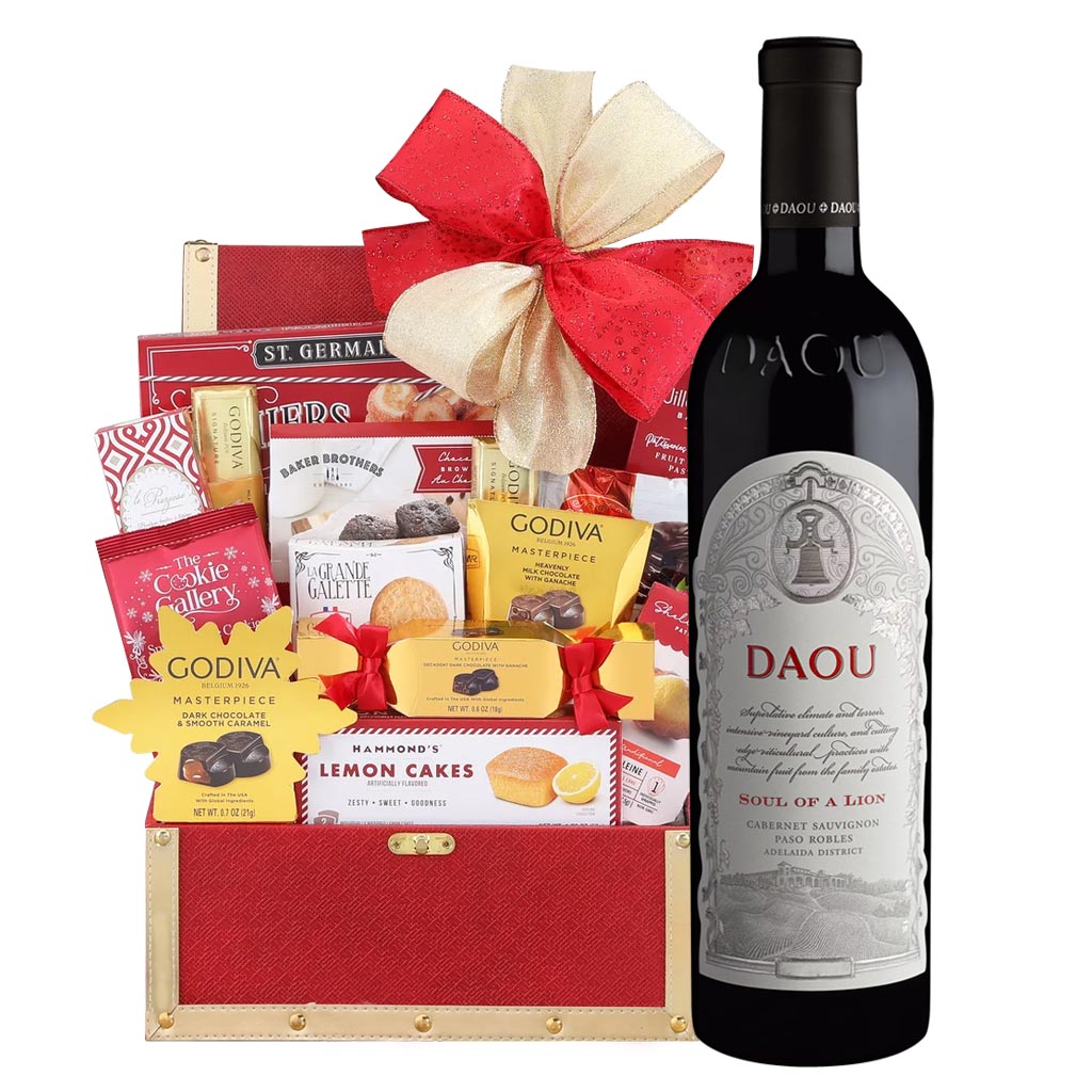 Daou Soul Of A Lion Cabernet Sauvignon Wine & Golden Godiva Gift Basket