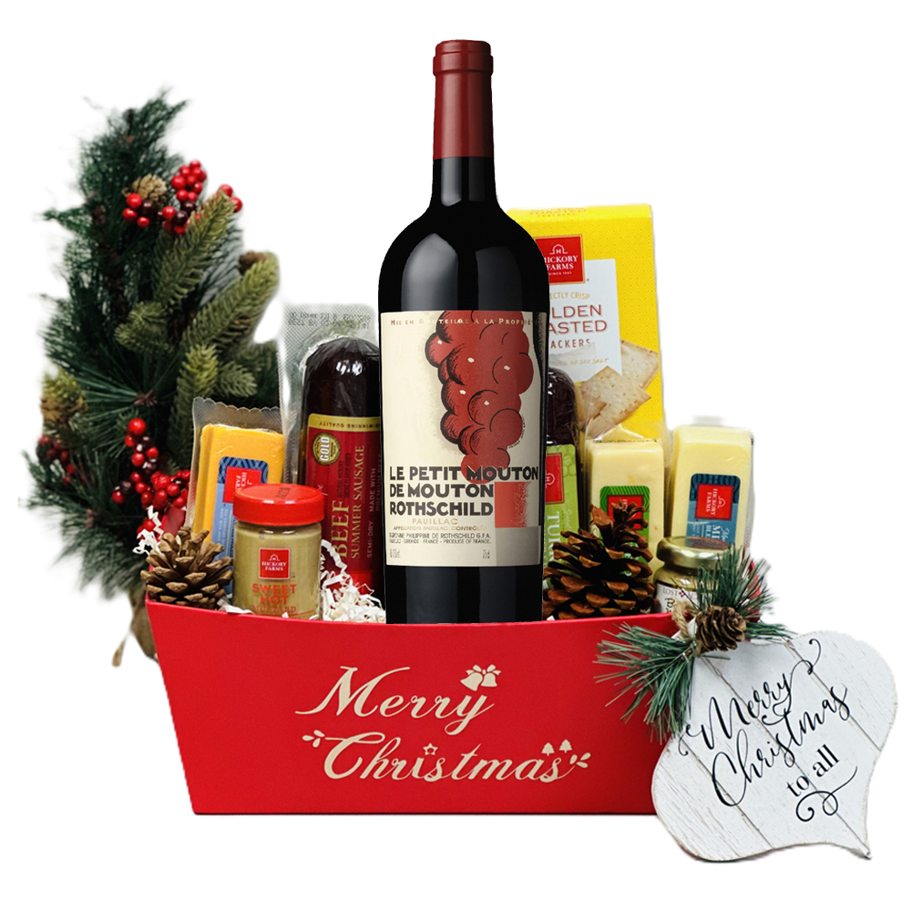 Merry Christmas Le Petit Mouton de Mouton Rothschild Wine Gift Basket